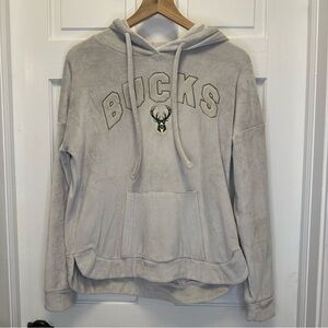 Gray Milwaukee Bucks Velour‎ Hoodie Sweatshirt